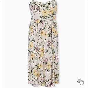 Torrid Floral Ivory Challis Midi Dress Sz 1x or 14-16 NWT